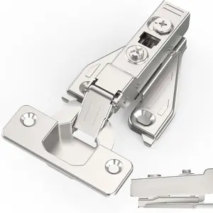 1/8", 1/4", 3/8", 5/16" Overlay Soft Close Concealed Hinge for  Frame Door  Frameless Door, 3D Clip-on Plate, Self Closing  Satin Nickel, 105 Angle, H=3, Half Overlay, 50 Pack