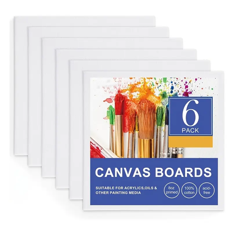 Set of 4 Canvas Boards for Painting, Acid-Free Blank Panels Ideal for Art Classes & Parties, Perfect for Artists & Beginners, Art Craft Supplies
