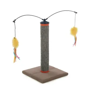 Scratch 'N Spin Carpet Cat Scratching Post with Interactive Spinning Wand Cat Toys