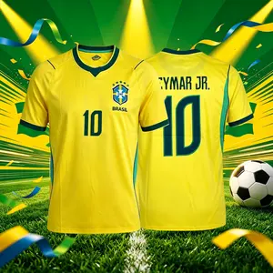 2026 Brazil National Home And Away Yellow And Blue Neymar Vini Raphinha Short Sleeve Soccer Jersey Fans Version