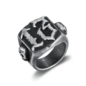 S New Simple Retro Style Lucky Number 13 Skull Men's and Women's Rings