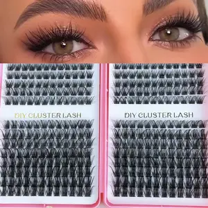 384pcs Eyelash Extension Kit, Individual Eyelashes Set, D-Curl, Multiple Lengths, Odorless, Easy to Apply, Home Makeup Essentials, DIY Cluster Lash