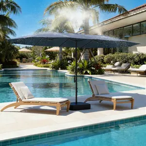 FUFU&GAGA 15ft Outdoor Patio Umbrellas for Outside, with Pump Spray Device, 3 Tier Vented Market Table Umbrella Windproof for Backyard, Deck, Garden  (Base is included)