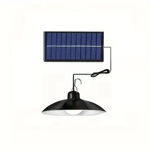 1pc Solar Pendant Light Outdoor LED Lamp Double-head Chandelier Decorations with Remote Control for Indoor Shed Barn Room RV light Exterior Lighting