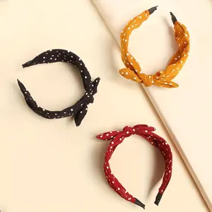 3pcs Polka Dot Pattern Hair Band Bow Knotted Headband Simple Style Head Hoop Women Hair Accessories