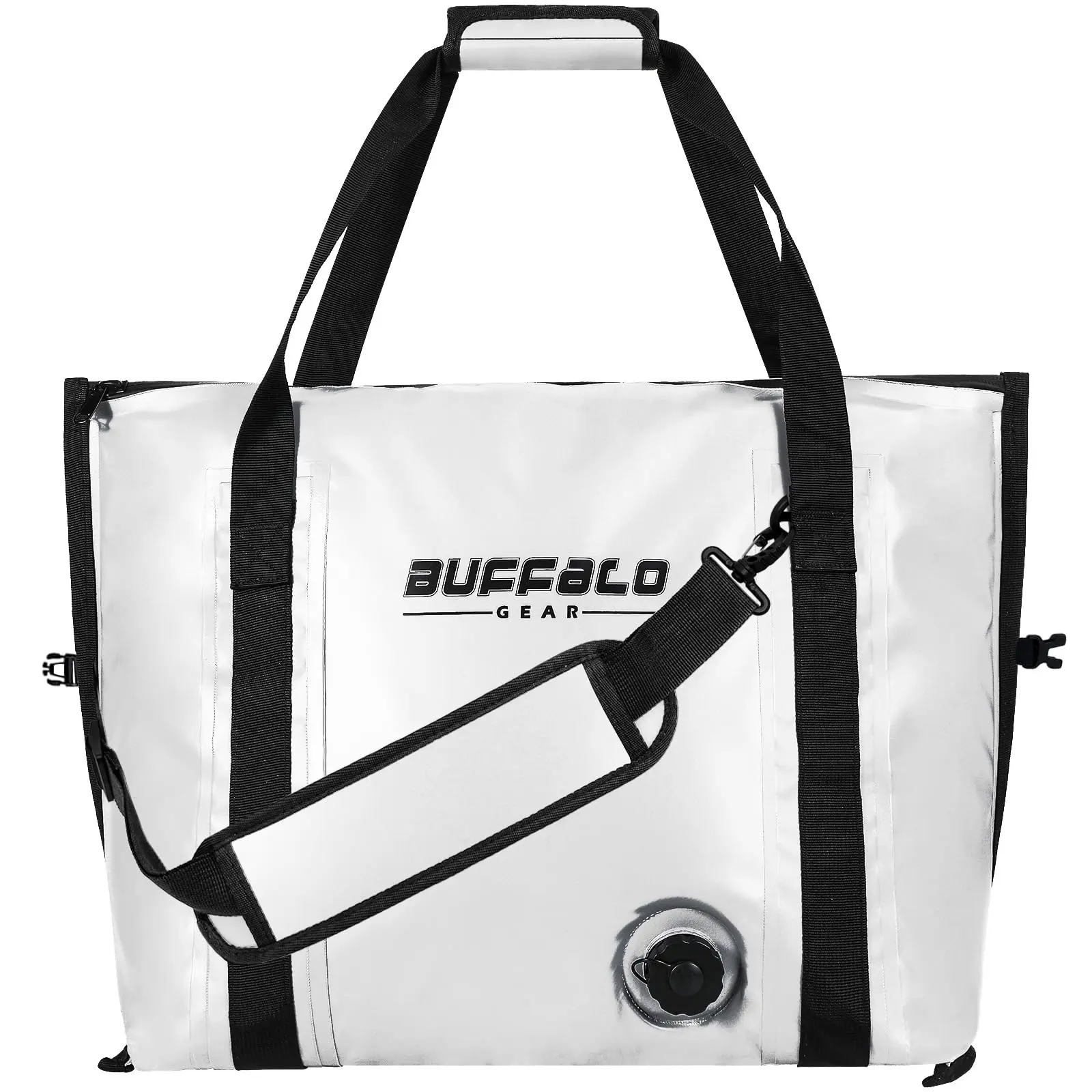 Buffalo Gear 27Qt Insulated Fish Cooler Bag, Flat Bottom Fishing Kill Bag, Waterproof Leakproof Fish Bag with Drain Plug