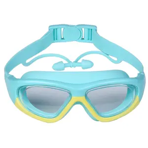 New HD Swimming Goggles Unisex Anti-Fog Large Frame Comfortable Silicone Earplugs, Men Women Waterproof Swim Glasses
