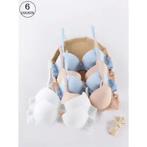 Women's Solid Color Push Up Bra, Soft Comfortable Breathable Bra, Women's Lingerie for All Seasons