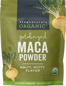 Viva Naturals Organic Maca Powder, Gelatinized, 8 oz – Vegan, USDA Organic, Gluten-Free, Non-GMO Peruvian Superfood in Resealable Bag