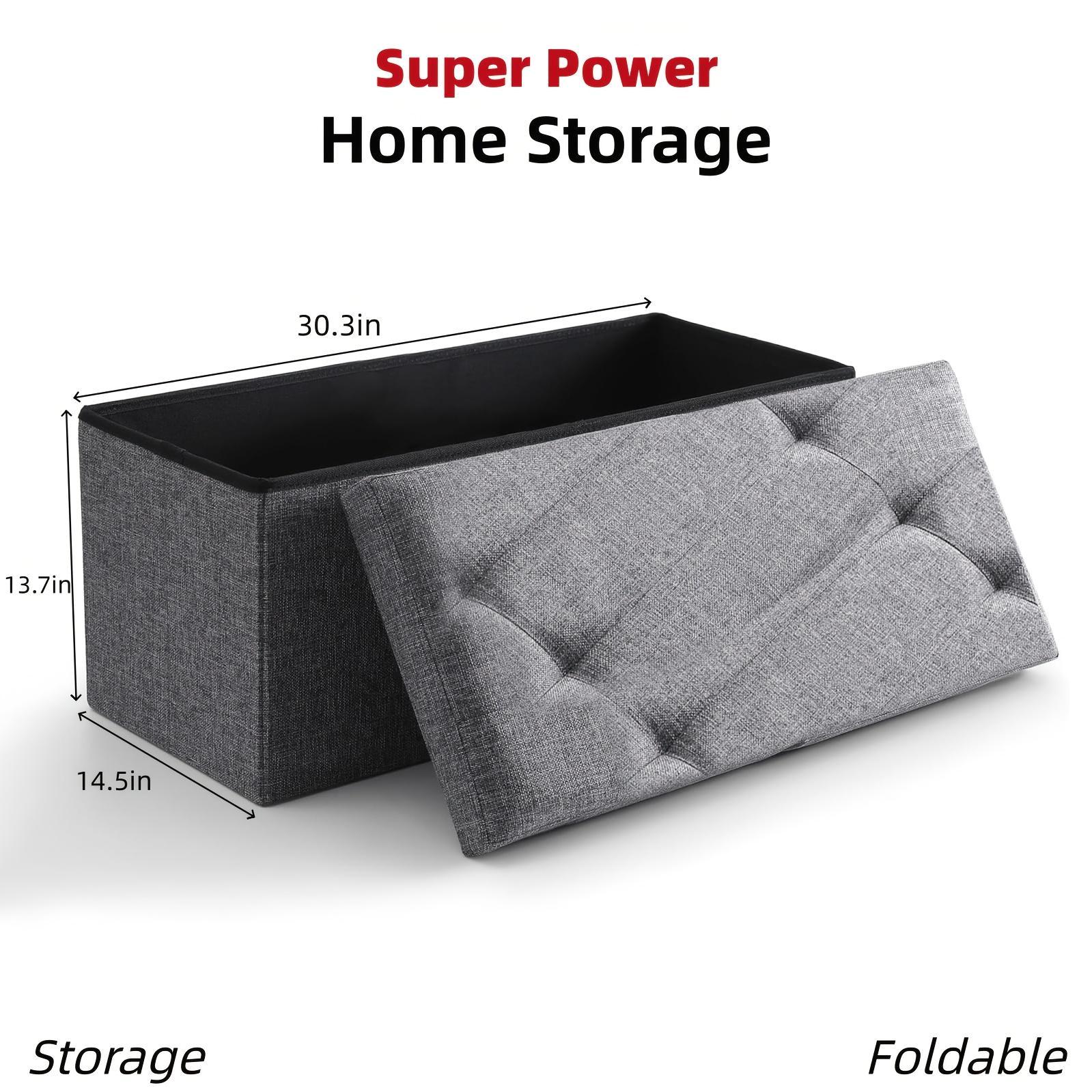 Grey Heavy-Duty Multi-Functional Folding Storage Ottoman Bench with Cushion - Indoor & Outdoor Use, Space-Saving Design, Water-Resistant Easy-to-Clean Surface - Ideal for Living Room, Patio, Tool Storage