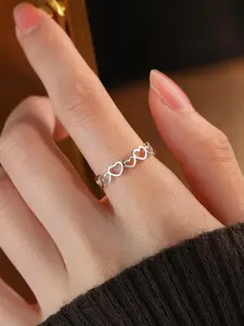 Hollow Heart Ring for Women, Simple and Sweet Adjustable Design, Perfect for Daily Wear and Party, Heart Cluster Ring
