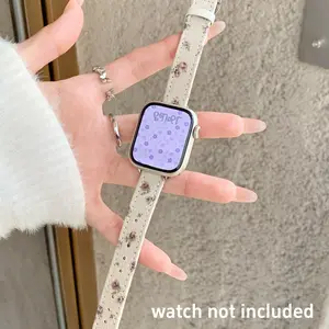 Apple Watch Band Canvas Leather Pattern Fashion Unique Design Fits 38/40/41/42/44/45/46/49mm Apple Smartwatch Series Ultra Se Smartwatch Strap Smart Watch Accessories