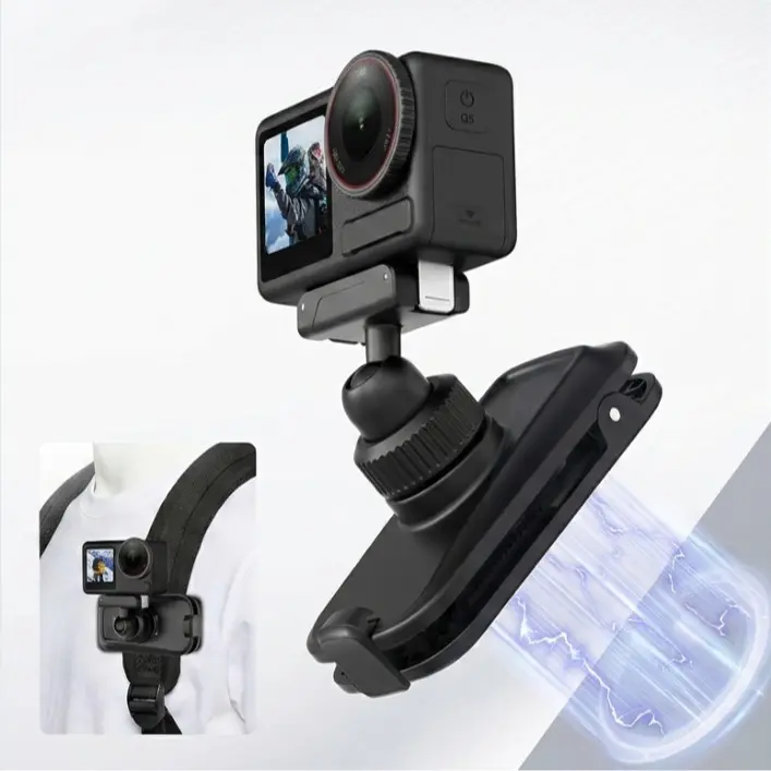 Magnetic Quick Release Backpack Clip Mount - 360° Rotating Shoulder Bag Strap Holder for DJI Osmo Action 5 Pro/4/3/360, Portable Camera Accessory