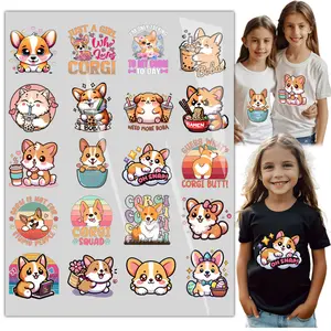 20 Sheet Cute Corgi Dogs Kids Girls Iron On Transfer T-Shirt Stickers Iron Heat Transfer Direct to Film DTF Transfers Ready to Press for T-Shirts/Bag/Pillow