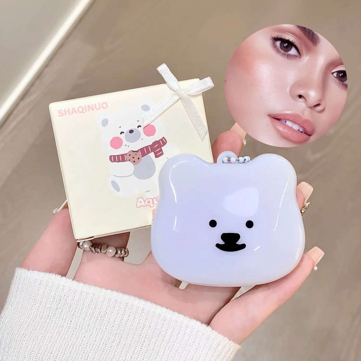 Sweetheart Soft Bear Water Glow Blush, Moisturizing Rich Color, Lightweight Smooth, Perfect for Christmas Halloween Thanksgiving Gifts, Beauty Cosmetics Products