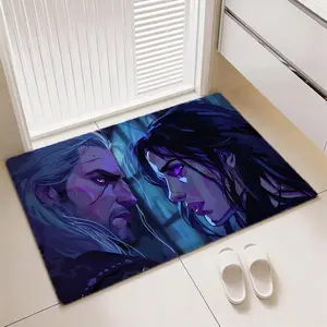 Epic Fantasy Series The Witcher Floor Mat Non-Slip Comfy Flannel Thickened Rug Indoor Door Mat Ultra Soft Absorbent Wear-Resistant Floor Mat for Living Room Hallway Entryway Front Door Porch Sturdy Non-Skid Home Decoration Mat for Indoor Daily Use