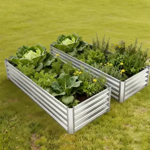 2 Pack Galvanized Raised Garden Beds, 6 x 1.5 x 1 FT Metal Raised Planter Boxes, Outdoor Rustproof Metal Plant Container for Vegetables Flowers Herbs Backyard Patio Garden Planting Use