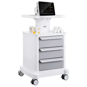 VEVOR 4 Tiers Lab Carts,  Lab Utility Cart with 3 Drawers & 1 Top Tray, Mobile Medical Cart with ABS Material, Lab Rolling Cart with 4 Silent Wheels for Lab, Clinic, Hospital, Salon, White