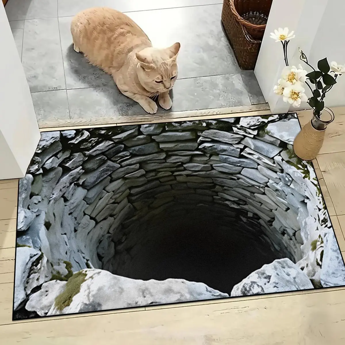 Creative 3D Illusion Carpet, Unique Rugs, Non-Slip Entrance Mat, High-Definition Print, Fun Home Decor, Ideal for Living Room Bedroom Entryway