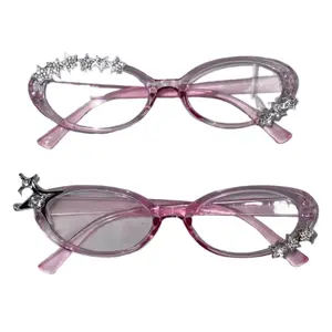 Y2K Retro Cute Flat Lens Fashion Glasses, Lightweight Aesthetic Eyewear for Street Style Photography, Trendy Decorative Glasses for Daily Outfits, Content Creation, and Social Media Looks