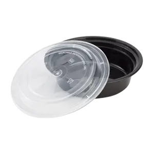 150 sets - 16/24/32/48oz PP Plastic Microwavable Round Food Containers & Lids, Black