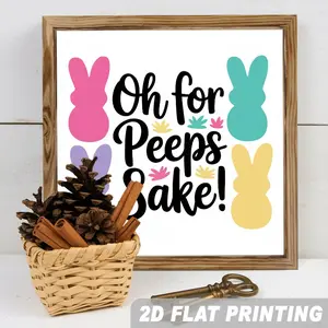 2D Retro Easter Bunny Sign - Wooden Framed Wall Hanging Suitable for Easter Decor, Wood Retro Plaque with Bunny, Decorative Signage for, Room, Spring Parties 8x8 Inch