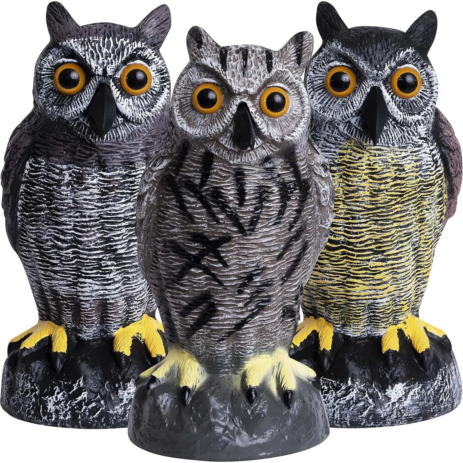 Owl Decoys to  Birds  | Plastic Owls to  Birds  | Owl Statue for Garden & Outdoors [Set of 3]