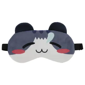 VOCOSTE Soft Cartoon Snotlout Cat Sleep Mask Gray Blue Eye Shade Cover for Travel 1 Pc