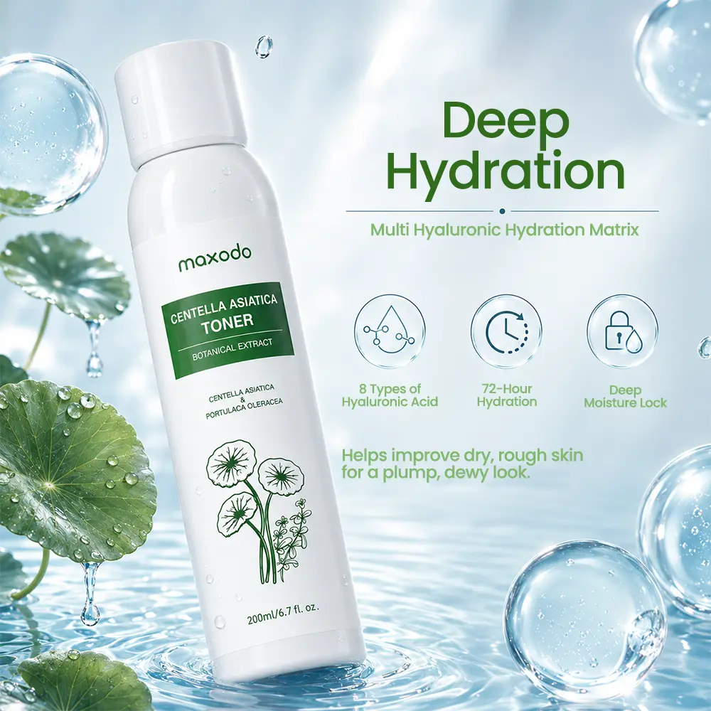 maxodo Facial Mist with Centella & 8 Hyaluronic Acids, Lightweight Spray with Ceramides for Smooth, Youthful Skin - 200ml, Moisturizer, Gentle, Daily, Hydrates Deeply, Moisturizing, Fresh