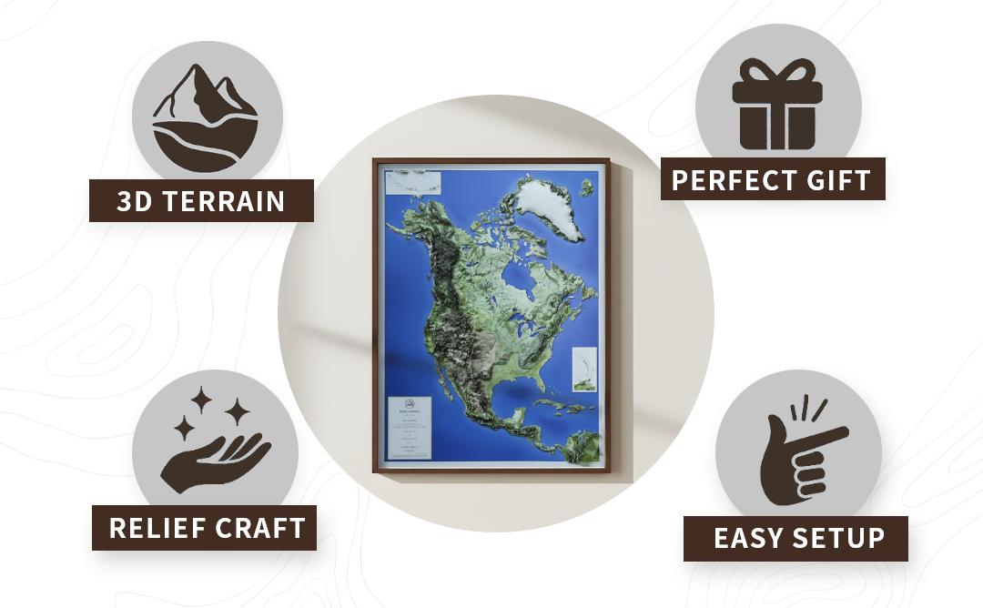 North America 3D Relief Map