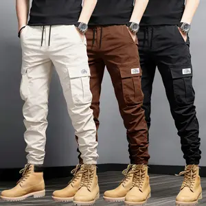 Men’s cargo jogger long pants, available in packs of 2 or 3 — drawstring elastic waist, multiple pockets, versatile athletic casual trousers