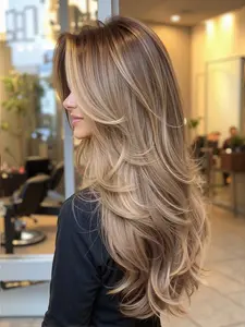 Women's Long Wavy Layered Hair Wig, Natural Daily Wear, Synthetic Fiber Heat Resistant Wigs for Women, Perfect for Everyday Use, Loose Wave Wig, Synthetic Wavy Hairstyle