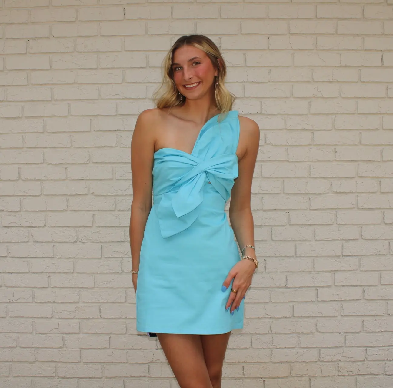 Harper Knotted Flower Bow Mini - Topaz Blue