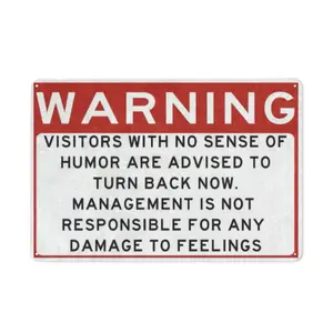 Metal Warning Sign, Not Responsible For Feelings, Sense Of Humor, Do Not Dumb, Funny Sarcastic Sign, Metal Garage Sign, Shop Sign, Dad Gift tin sign bathroom wall decor friend ideal room decoration stuff wedding arrangement religious new house home plaque
