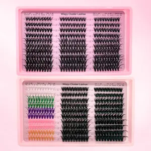 30 Rows 300 Clusters Full Curled Eyelashes, Single Length DIY False Eyelashes, Natural Appearance, Wispy C Curl, 8-16mm, 300pcs, Fluffy Lash Clusters