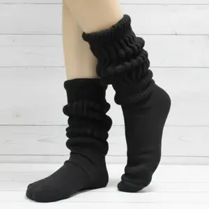 Black Slouch Socks Thick Cotton Scrunch Socks Women • ULTIMATE Made in USA
