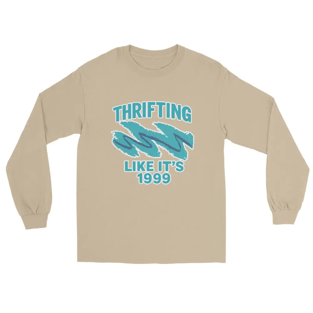 Thrifting Like It's 1999 Long Sleeve Shirt - Tan