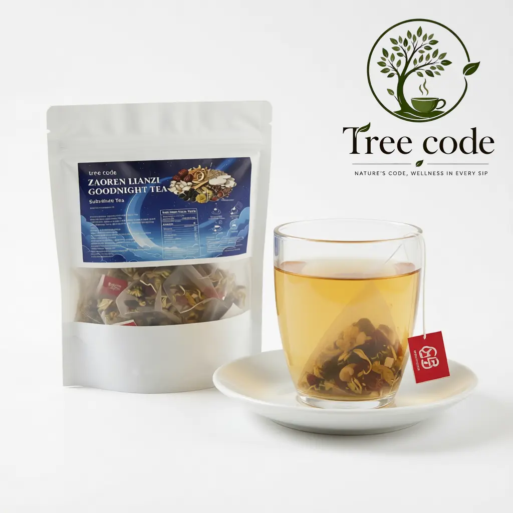 Treecode Wellness Tea & Calming Tea - Sour Jujube Seed | Melatonin-Free Herbal Tea for Deep Sleep, Calm Heart Palpitations & Stress Relief | Natural Cortisol Detox, Caffeine Free (30/60/120 Ct)