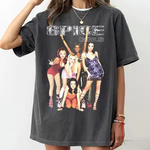 Retro 90s Spice Girls T-shirt Pop Band Concert Graphic Tee for Fans