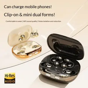 Two Pairs of Rechargeable In-Ear Clip-On Wireless Earphones Hi-Res Audio Noise Isolation Long-Lasting Comfortable Wear