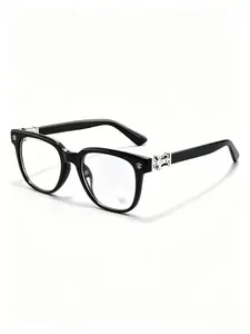 Vintage Transparent Neutral Blue Light Blocking Glasses, Fashion Metal Decorative Clear Eyewear, Ideal for Dates/office/coffee Shop