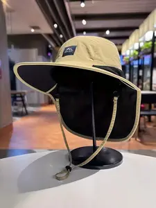 Men's Sun Protection Neck Hanging Fisherman Hat, Wide Brim Design, Outdoor Camping Hiking, Durable Structure, Casual Fitted Style, Sunhat