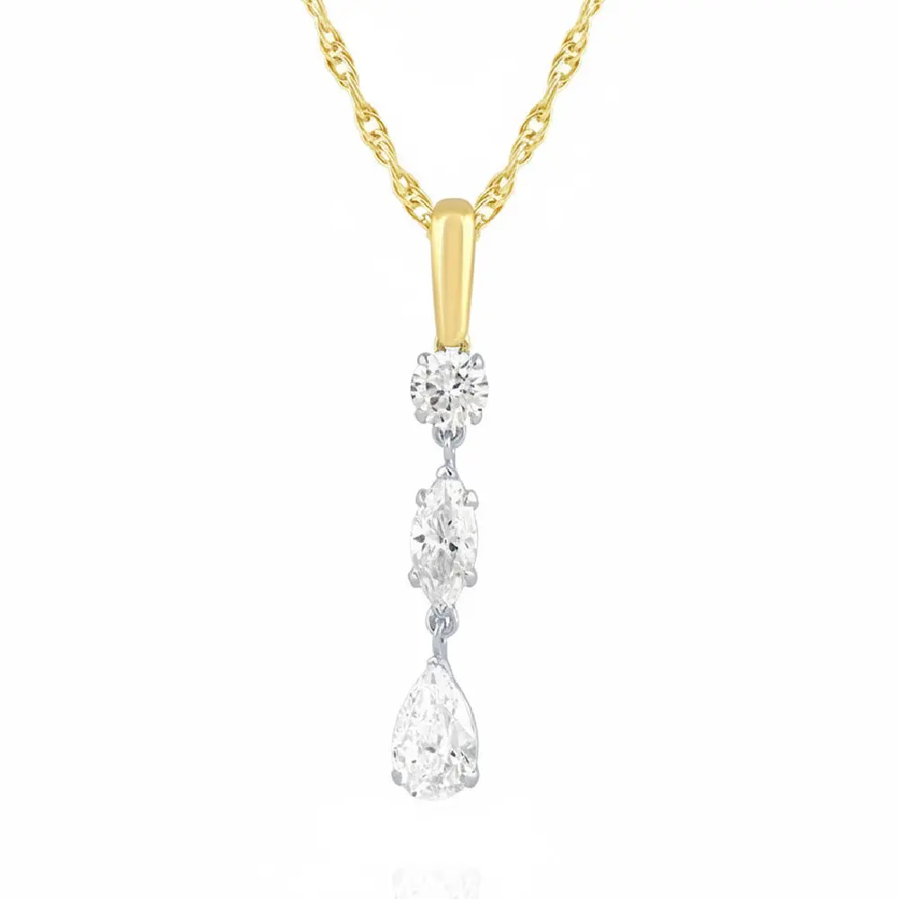 .77ct 14K Two Tone  Diamond Necklace 18"