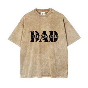 Best Dad Ever Father's Day Washable Direct-to-Garment Tee - 260g Heavyweight Cotton Vintage Streetwear Shirt for Dad