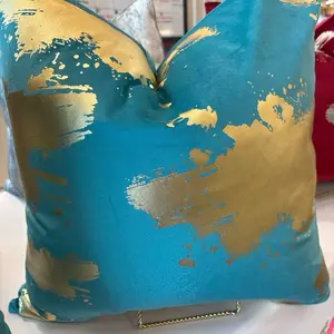 Teal and Gold pillow cover