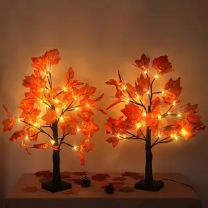 24 LED Artificial Maple Tree Light, Battery Powered Environmental Lighting for Home, Living Room, Christmas, Halloween, Led Mood Light, Party Lighting Decoration