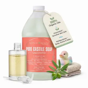 NaturSense Pure Castile Soap. Unscented, made with 100% Certified Organic Oils, Gentle Personal & Baby Wash, Safe & Effective Household Cleaning 64 Fl Oz/Half-Gallon (Pack of 1)