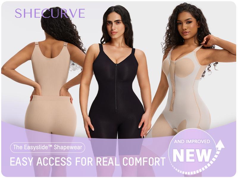 SHECURVE Easyslide Shapewear Stronger Tummy Control Butt Lifter Faja Back Pull Down Breathable Body Shaper for Women Summer Outfits Postpartum Minimalist Womenswear