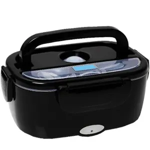 Electric Lunch Box Stainless Steel Household Car 2 in 1,Portable Food Warmer Lunch Box,Suitable for Office, Car and Home, Dishwasher and Microwave Safe(Black)