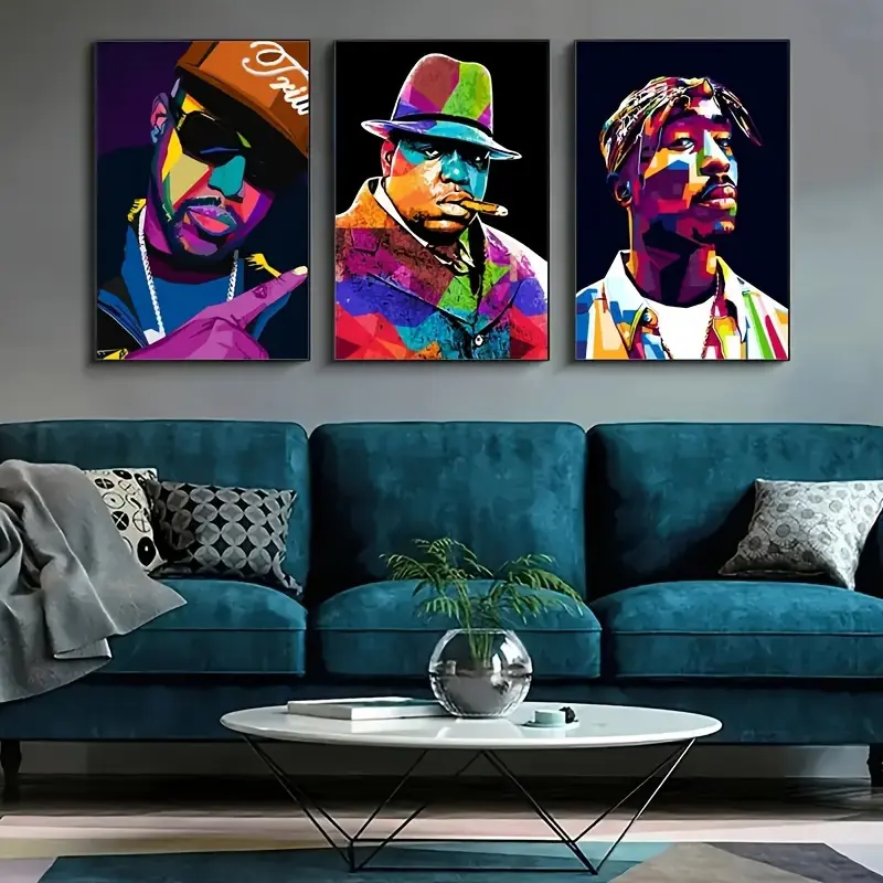 3 - Piece Set of Modern Hip - hop Art Canvases: A Striking and Inspiring Wall Decor. Ideal for Bedroom, Living Room, and Corridor, it Adds a Stunning Flair to Your Winter Home. Unframed Decoration Print